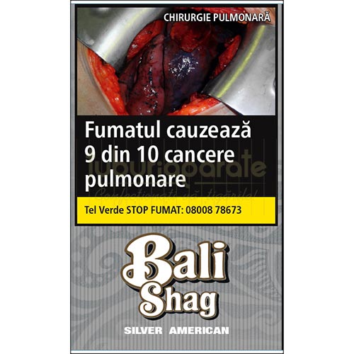Pouch cu 35 grame de tutun de rulat ieftin Bali Shag Silver American Blend